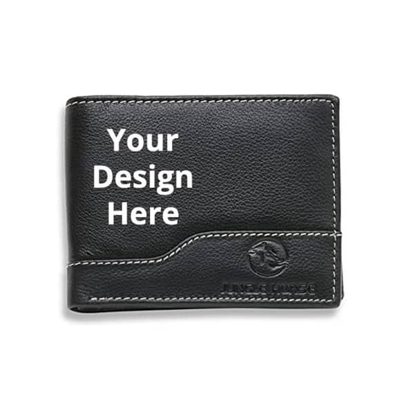 Buy Logo Printed Custom Artificial Charm Wallet | Own Name Photo D RFID | Genuine Leather Wallet For Men