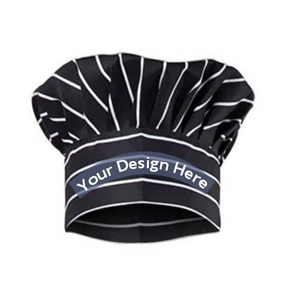 Buy Black Chalk Stripe Custom Chef Hat | Solid Fabric Printed Adjustable | Unisex Cap For Home A Hotel