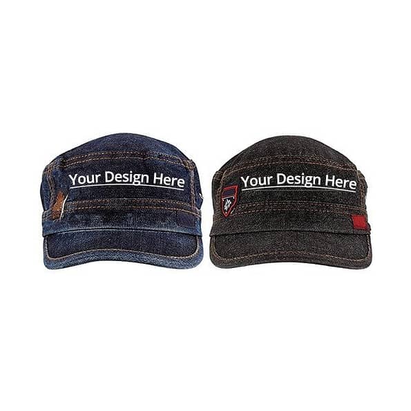 Buy Blue and Black Zacharias Denim | Custom Printed And Embroidery Design | Adjustable Cotton Cap For Unisex