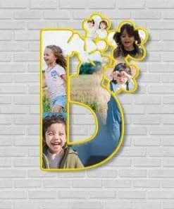 B Alphabet Letters Photo Wall Wooden Frame