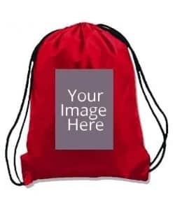 Custom Red Photo Printed Drawstring Bag