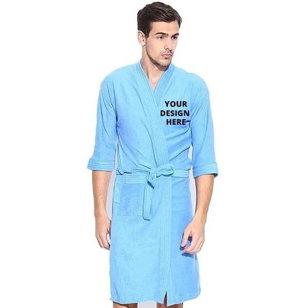 Buy Firozi Long Fuzzy Robe Men Bathrobe Towel | Full Sleeve Customized Cotton | Hooded Set For Hotel Spa