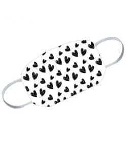 B White Hearts Printed Reusable Face Mask