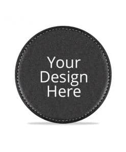 Black Circle Design Photo Leather Coasters