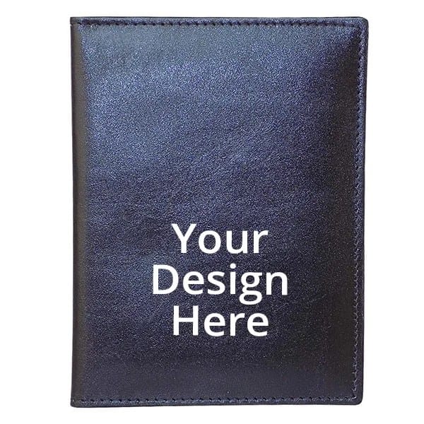 Blue Printed Unisex Leather Passport Holder