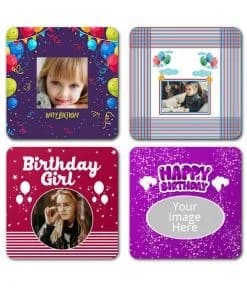 Birthday Design DIY Photo Square Coasters