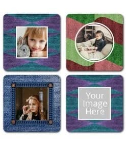 Denim Design DIY Photo Square Coasters