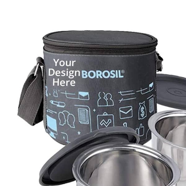 Black Borosil Custom 280ml 2 Set Lunch Box