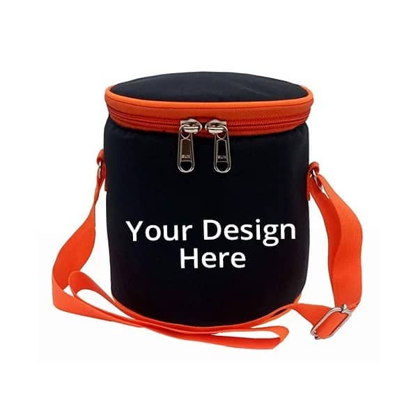 Black Orange Adj Strap Zipper Lunch Box
