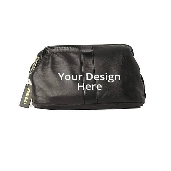 Black Soft Leather Promotional Travel Bag