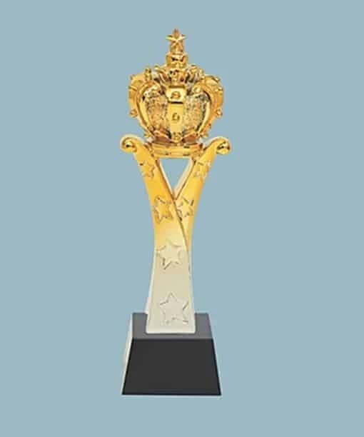 Double Tone Crown Gold Wooden Base Trophies
