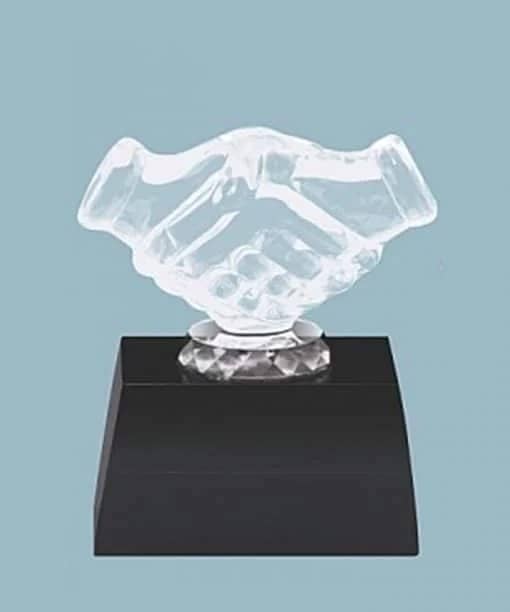 Acrylic Transparent Hand Shake Trophies Cup