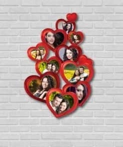 10 Hearts Shape Photo Wooden Wall Frame