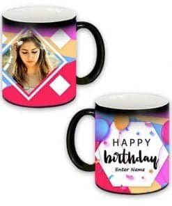 Buy Custom Printed Both Side | Happy Birthday Hexagon Design Black Magic Mug | Ceramic Coffee Mug For Gift