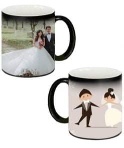 Buy Custom Printed Both Side | Married Couple Design Black Magic Mug | Ceramic Coffee Mug For Gift