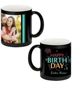 Buy Custom Printed Both Side | Happy Birthday Abstract Design Black Magic Mug | Ceramic Coffee Mug For Gift