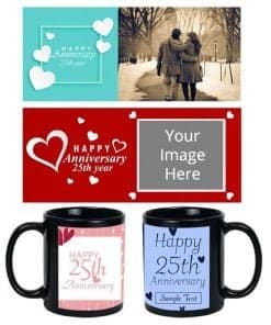 Buy Anniversary Design Custom Black | Dual Tone Printed Both Side | Ceramic Coffee Mug For Gift