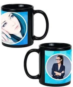 Buy Blue Circles Design Custom Black | Dual Tone Printed Both Side | Ceramic Coffee Mug For Gift