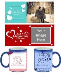 Buy Custom Printed Both Side | Anniversary Design Blue Magic Mug | Ceramic Coffee Mug For Gift