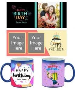 Buy Custom Printed Both Side | Birthday Design Blue Magic Mug | Ceramic Coffee Mug For Gift