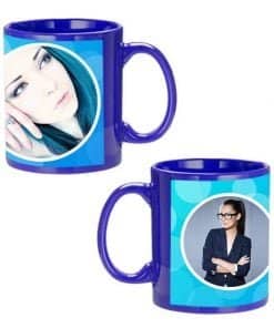 Buy Blue Circles Design Custom Blue | Dual Tone Printed Both Side | Ceramic Coffee Mug For Gift