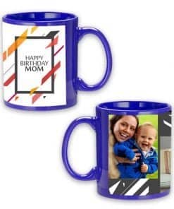 Buy Happy Birthday Abstract Design Custom Blue | Dual Tone Printed Both Side | Ceramic Coffee Mug For Gift