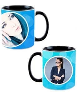 Buy Blue Circles Design Black | Customized Dual Tone | Cute Printed Coffee Mug For Gift