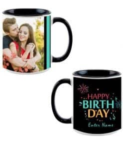 Buy Firecrackers and Birthday Design Black | Customized Dual Tone | Cute Printed Coffee Mug For Gift