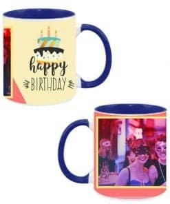 Buy Customized Dual Tone | Cute Happy Birthday Cake Design | Dark Blue Ceramic Coffee Mug