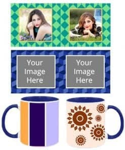 Buy Customized Dual Tone | Abstract Design Blue Ceramic Mug | Cute Printed Friend Coffee Mug
