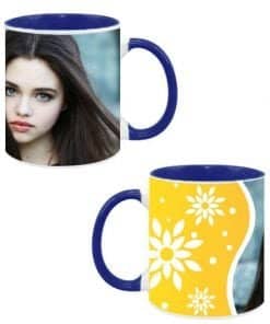 Buy Customized Dual Tone | Yellow Flowers Design Ceramic Mug | Dual Tone Coffee Mug For Men Women