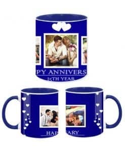Buy Customized Dual Tone | Dark Blue 3 Pic Collage Ceramic Mug | Cute Hearts Design Coffee Mug