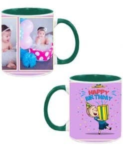 Buy Buy Customized Dual Tone | Green Happy Birthday Gift Box Design | Cute Ceramic Coffee Mug For Men Women