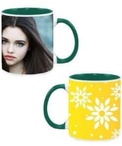 Buy Dual Tone Yellow Green Mug | Custom Cute Ceramic Flowers Design | Coffee Mug For Men Women
