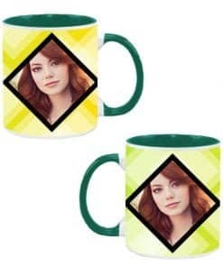 Buy Customized Dual Tone | Dual Image Dark Green Ceramic Mug | Cute Colorful Lines Design Printed Coffee Mug
