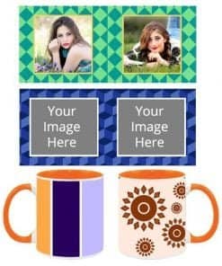Buy Abstract Design Custom Orange | Dual Tone Printed Both Side | Ceramic Coffee Mug For Gift