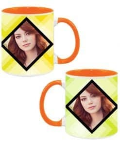 Buy Dual Image Design Custom Orange | Dual Tone Printed Both Side | Ceramic Coffee Mug For Gift