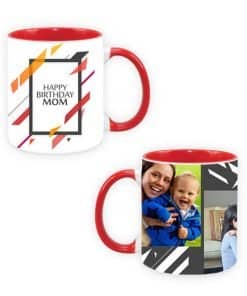 Buy Happy Birthday Abstract Design Custom Red | Dual Tone Printed Both Side | Ceramic Coffee Mug For Gift