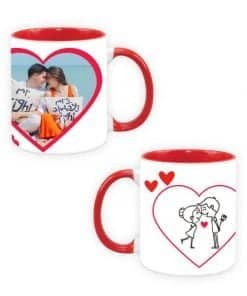 Buy Hearts and Roses Design Custom Red | Dual Tone Printed Both Side | Ceramic Coffee Mug For Gift