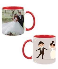 Buy Married Couple Design Custom Red | Dual Tone Printed Both Side | Ceramic Coffee Mug For Gift