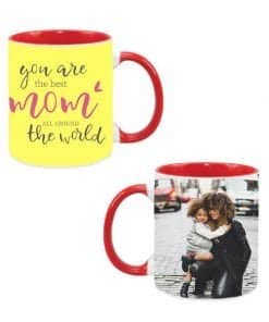 Buy Mother Day Design Custom Red | Dual Tone Printed Both Side | Ceramic Coffee Mug For Gift