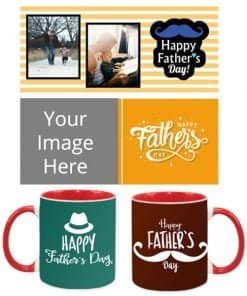 Buy Father Day Design Custom Red | Dual Tone Printed Both Side | Ceramic Coffee Mug For Gift