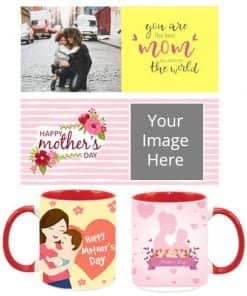 Buy Mother Day Design Custom Red | Dual Tone Printed Both Side | Ceramic Coffee Mug For Gift
