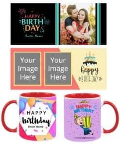 Buy Birthday Design Custom Red | Dual Tone Printed Both Side | Ceramic Coffee Mug For Gift