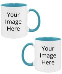 Buy Own Design Custom Sky Blue | Dual Tone Printed Both Side | Ceramic Coffee Mug For Gift