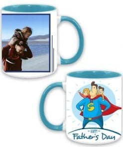 Buy Happy Fathers Day Design Custom Sky Blue | Dual Tone Printed Both Side | Ceramic Coffee Mug For Gift