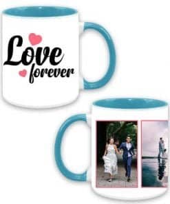 Buy Love Forever Design Custom Sky Blue | Dual Tone Printed Both Side | Ceramic Coffee Mug For Gift