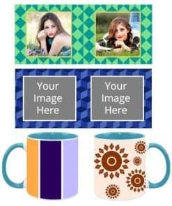 Buy Abstract Design Custom Sky Blue | Dual Tone Printed Both Side | Ceramic Coffee Mug For Gift