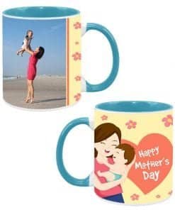 Buy Mothers Day Design Custom Sky Blue | Dual Tone Printed Both Side | Ceramic Coffee Mug For Gift