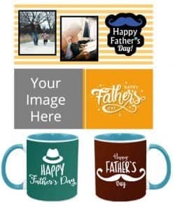 Buy Father Day Design Custom Sky Blue | Dual Tone Printed Both Side | Ceramic Coffee Mug For Gift